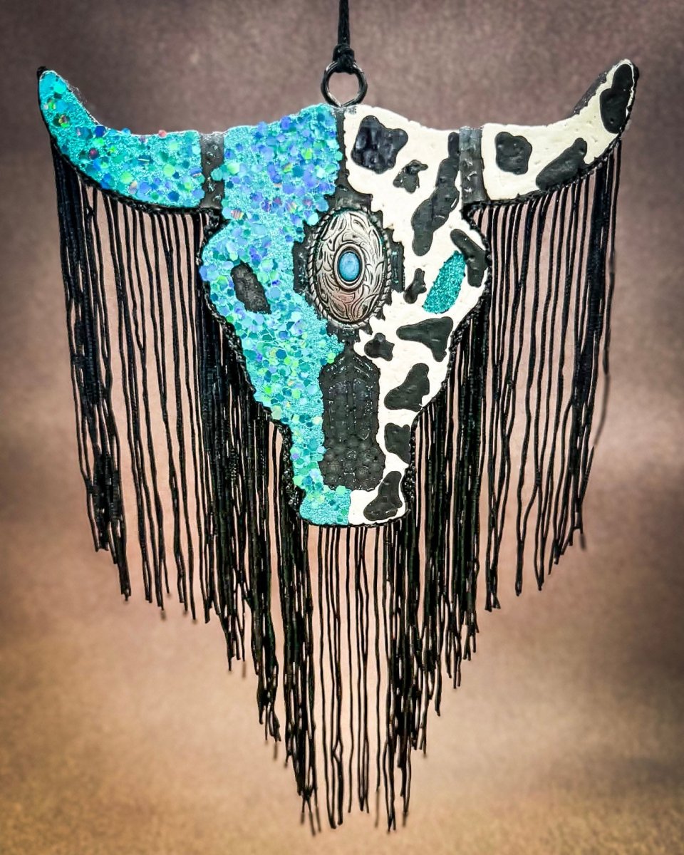 Turquoise Moon Bull Skull Car Freshie in Vanilla Pumpkin Marshmallow