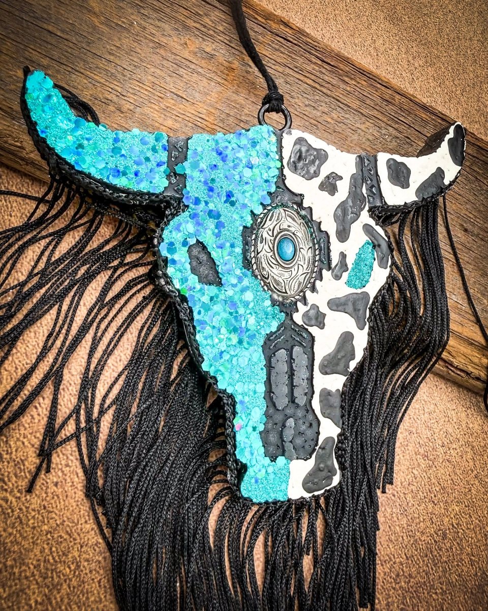 Turquoise Moon Bull Skull Car Freshie in Vanilla Pumpkin Marshmallow