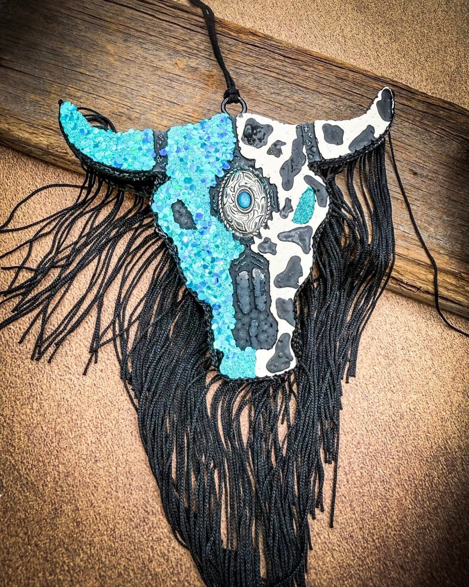 Turquoise Moon Bull Skull Car Freshie in Vanilla Pumpkin Marshmallow