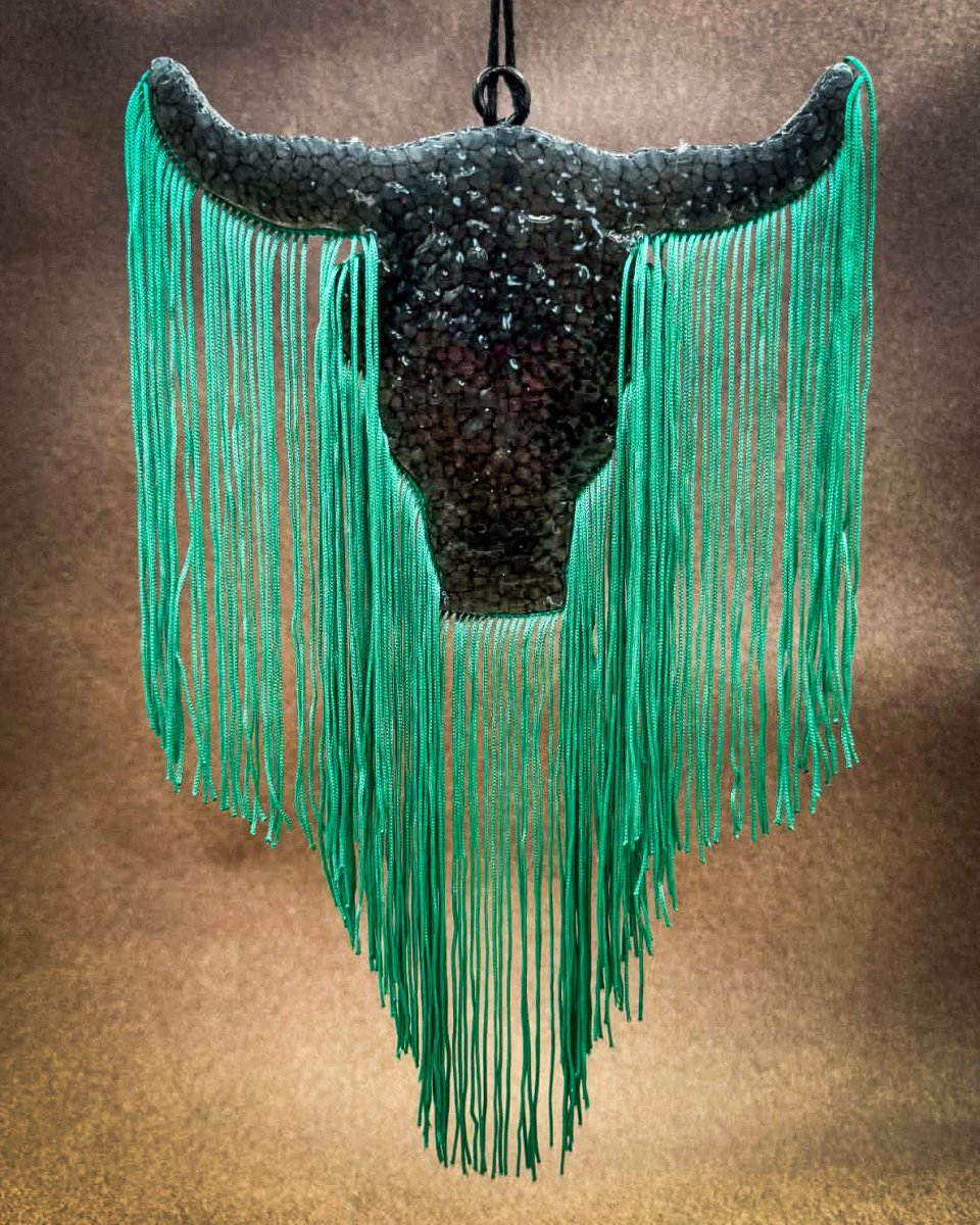 Turquoise Outlaw Bull Skull Car Freshie in Leather