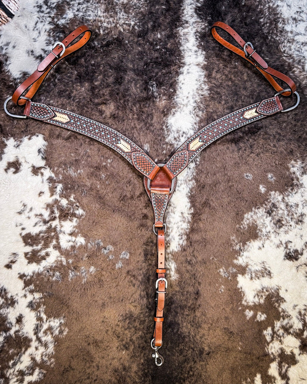 Turquoise Rawhide Breast Collar and Headstall - Pieces Sold Separate