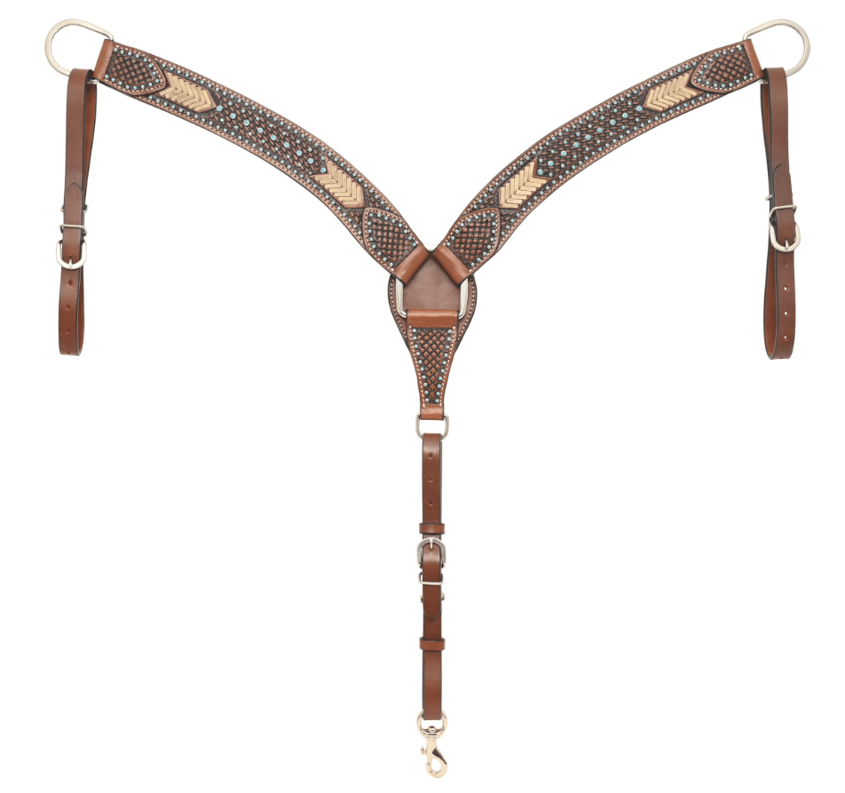 Turquoise Rawhide Breast Collar and Headstall - Pieces Sold Separate