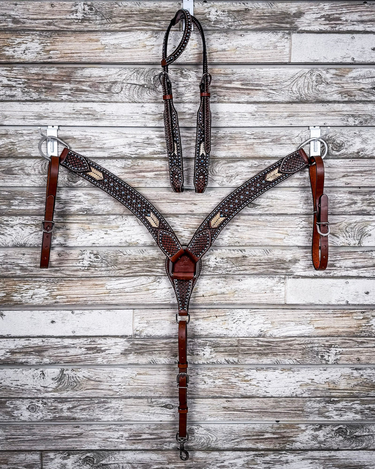 Turquoise Rawhide Breast Collar and Headstall - Pieces Sold Separate