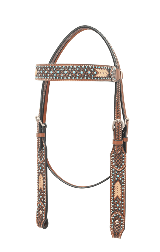 Turquoise Rawhide Breast Collar and Headstall - Pieces Sold Separate