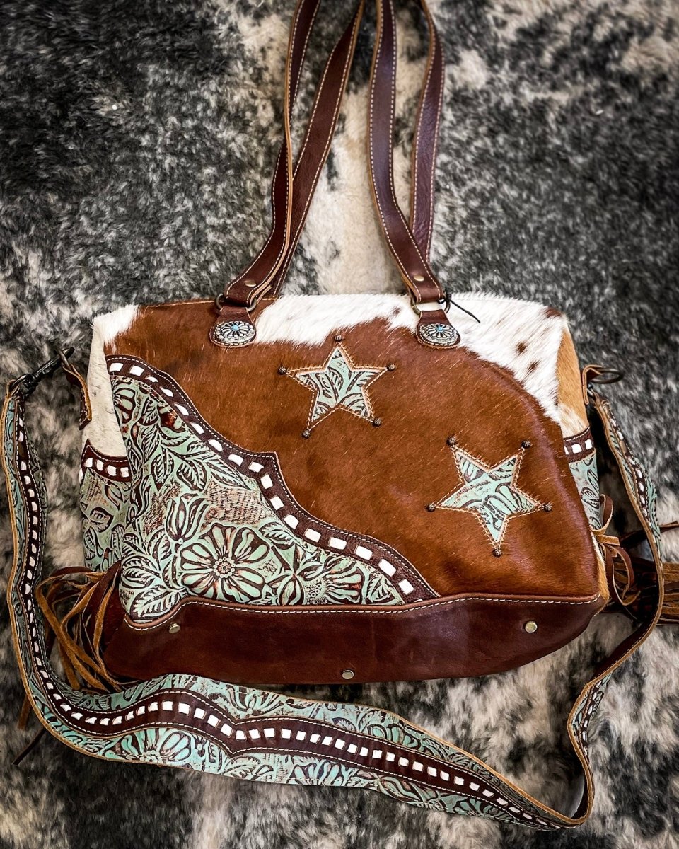 Turquoise Stars Concealed Bag by Myra Bag