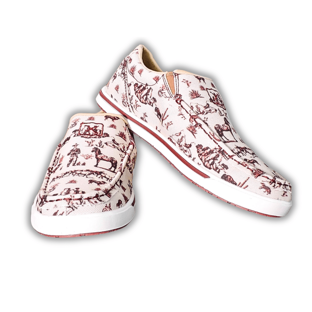 Twisted X Slip-On Kicks - Maroon & Ivory