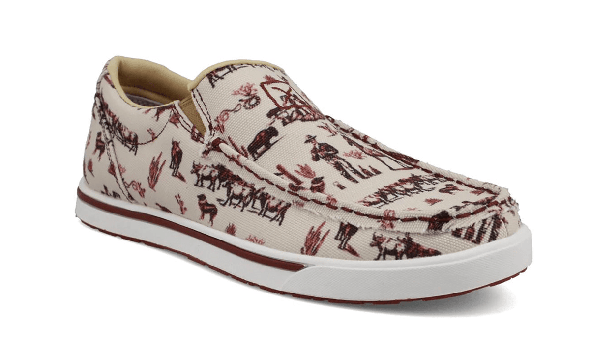Twisted X Slip-On Kicks - Maroon & Ivory
