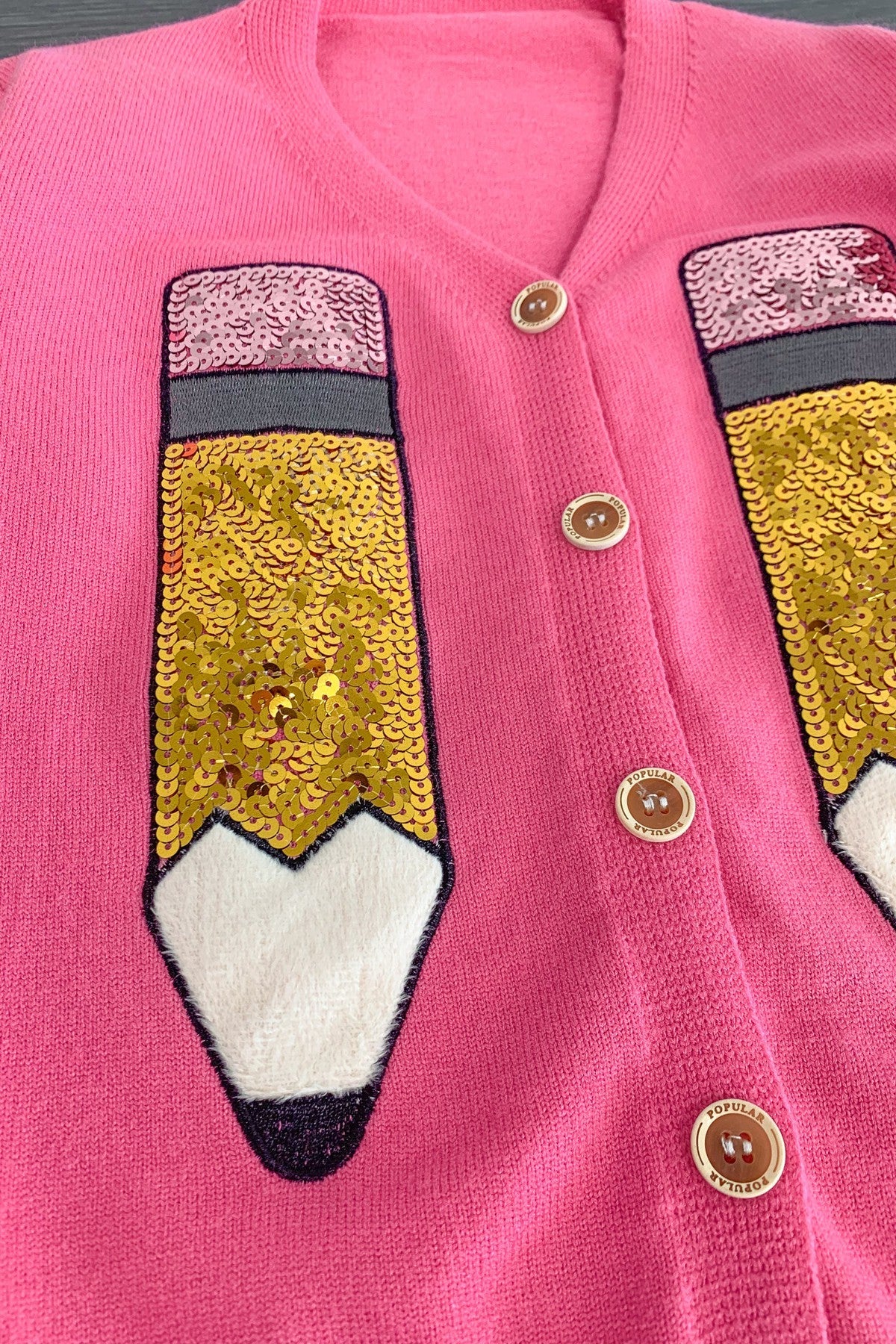 Mom & Me - Hot Pink Sequin Pencil Cardigan