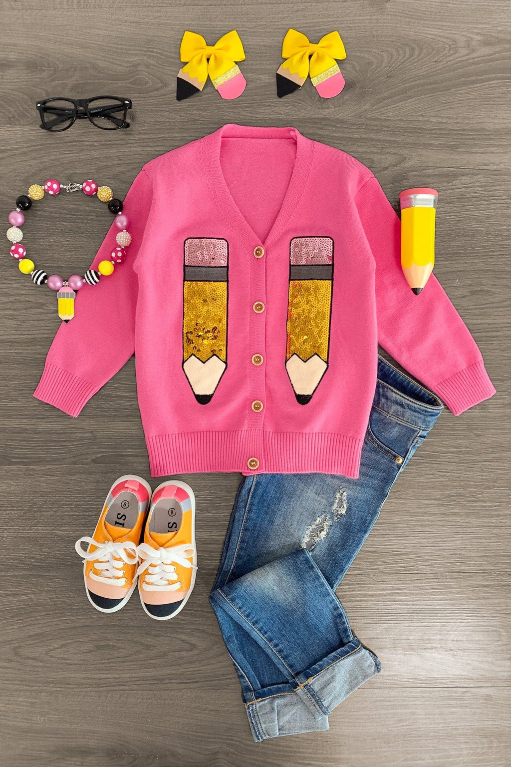 Mom & Me - Hot Pink Sequin Pencil Cardigan