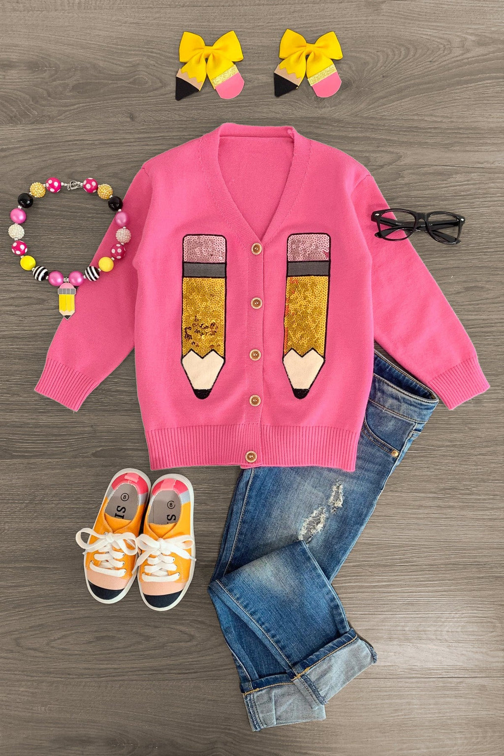 Mom & Me - Hot Pink Sequin Pencil Cardigan