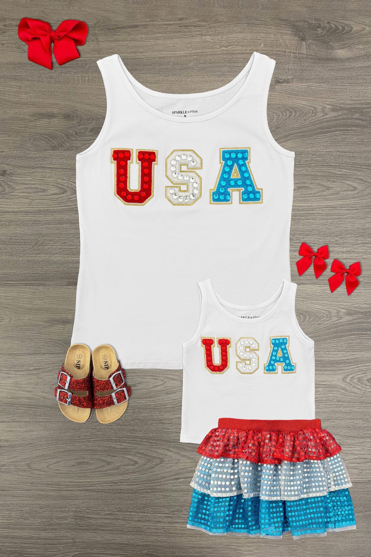 Mom & Me - "USA" Top & Skirt Set