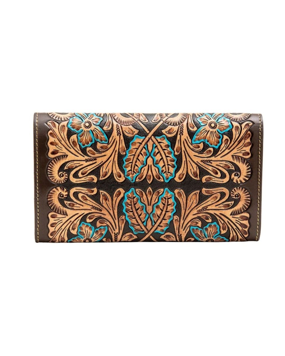 Utsav Sunflower Tooled Leather Wallet by Myra Bag