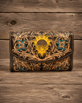 Utsav Sunflower Tooled Leather Wallet by Myra Bag