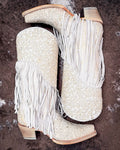 Velorosa in White Fringed Corral Boot