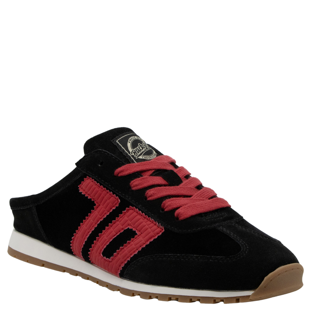 VENICE W26 in VELVET BLACK RED Backless Sneakers