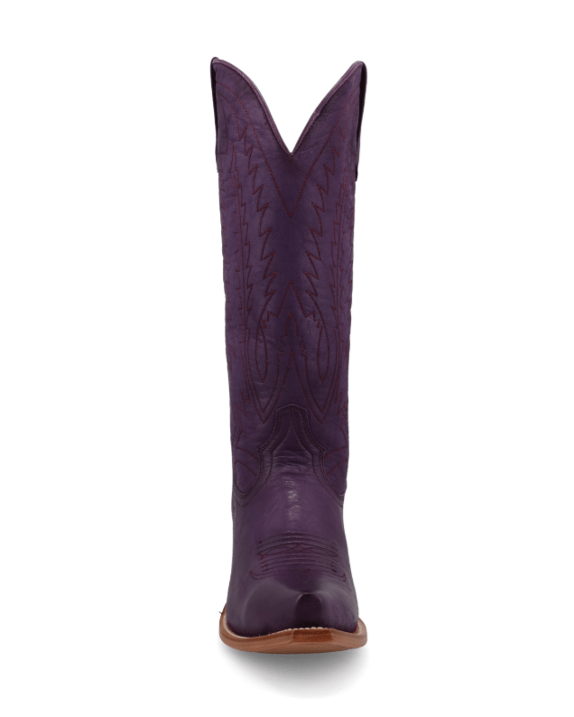 Victoria Black Star Leather Boots - Plum