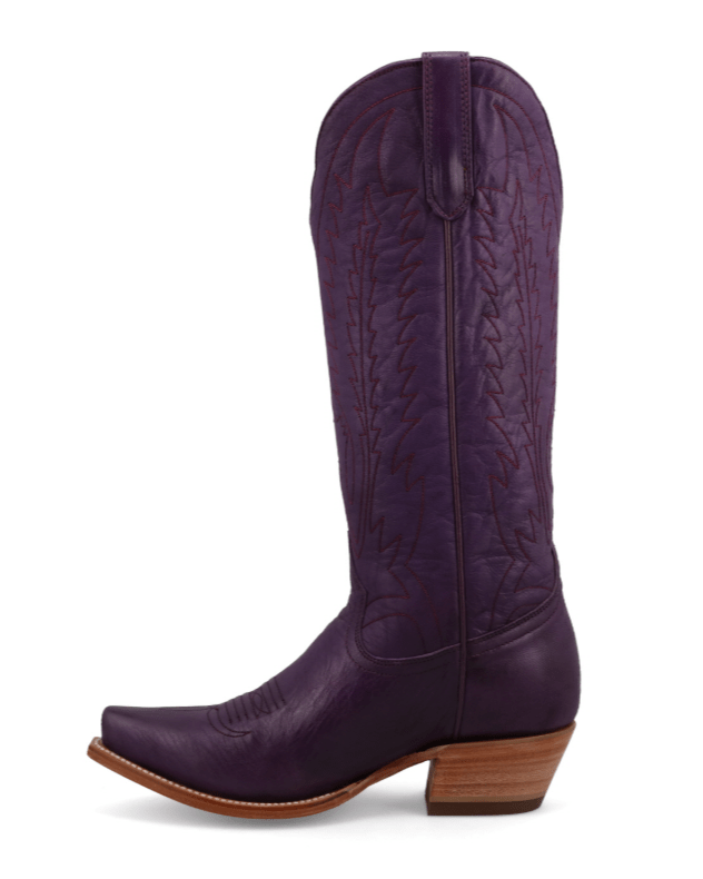 Victoria Black Star Leather Boots - Plum