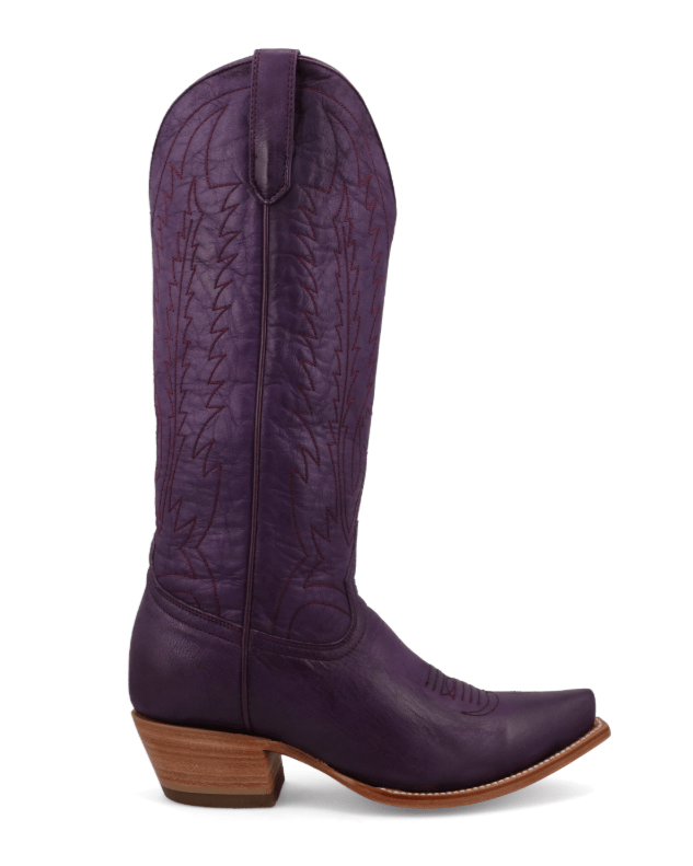 Victoria Black Star Leather Boots - Plum