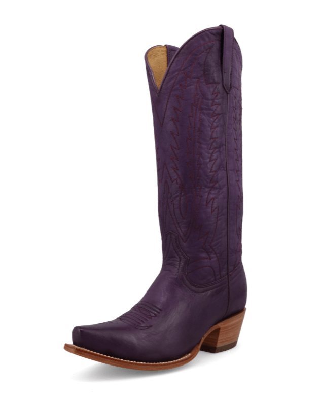 Victoria Black Star Leather Boots - Plum