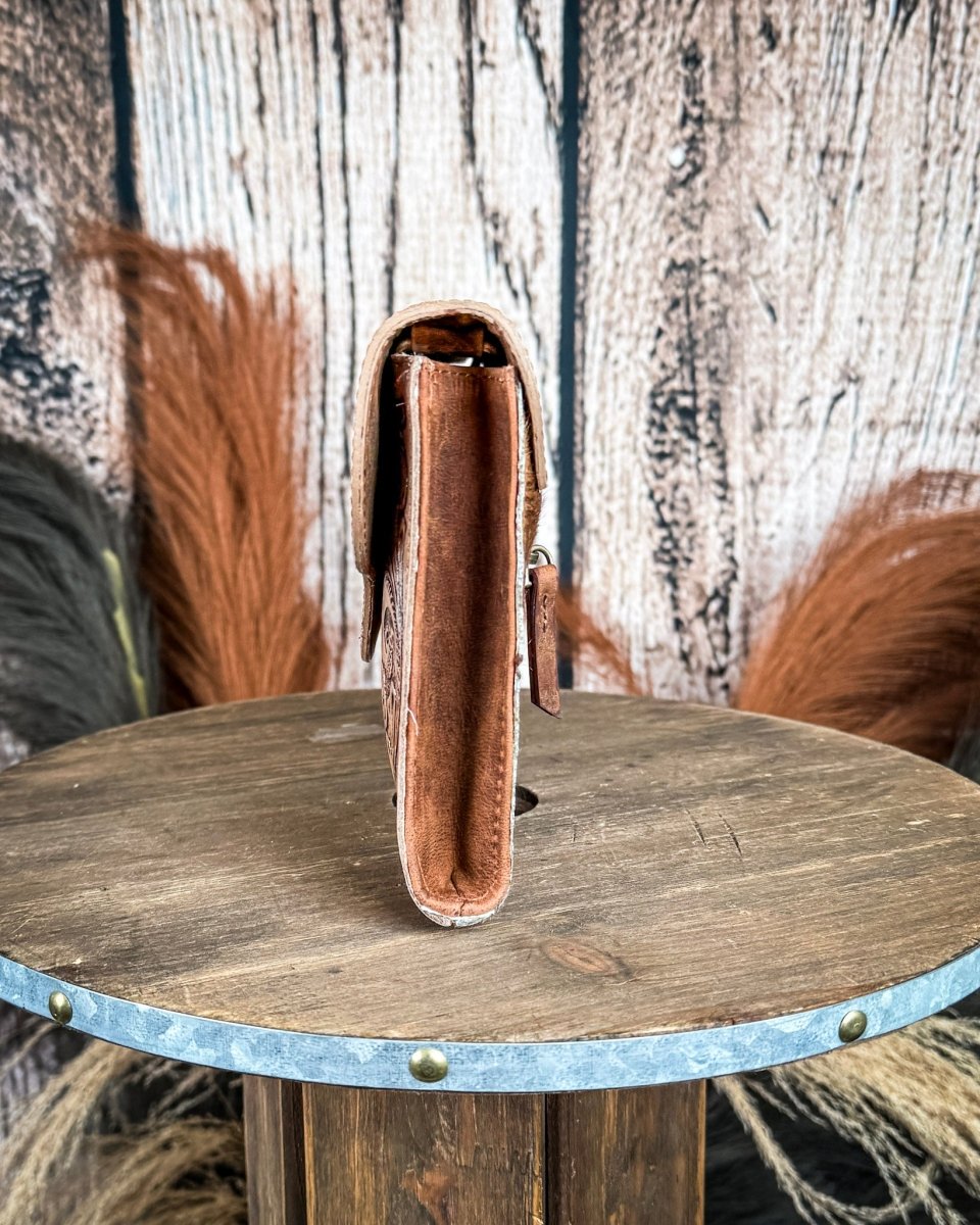 Vinebloom Carve Handtooled Bag in Sienna Frost by Myra Bag