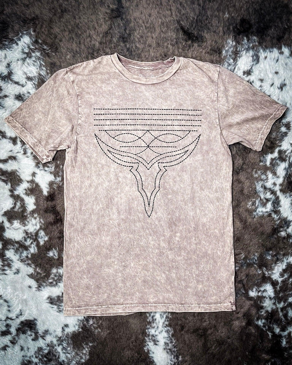 Western Boot Stitch Graphic Tee - Mocha
