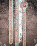 Western Wreath Leather Belt in Bronco Sky by Myra Bag