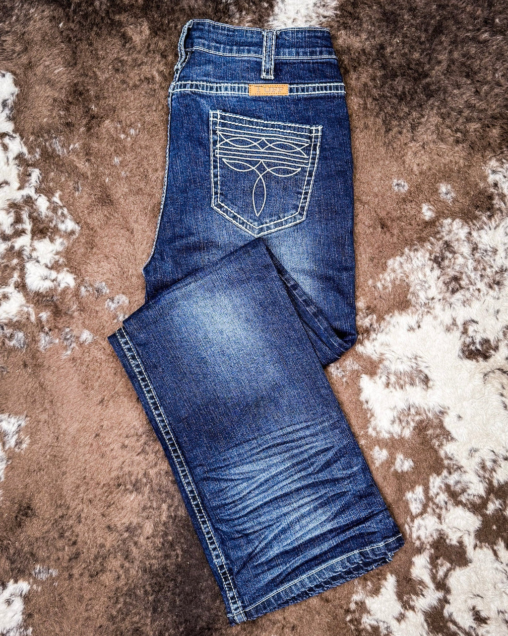 White Boot Stitch Bootcut Jeans by Cowgirl Tuff