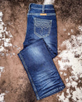 White Boot Stitch Bootcut Jeans by Cowgirl Tuff