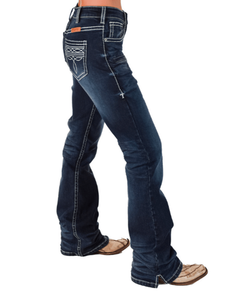 White Boot Stitch Bootcut Jeans by Cowgirl Tuff