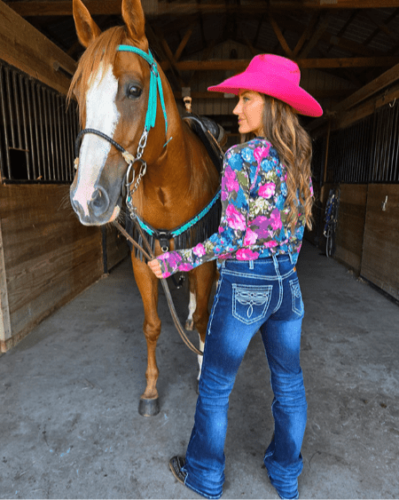 White Boot Stitch Bootcut Jeans by Cowgirl Tuff