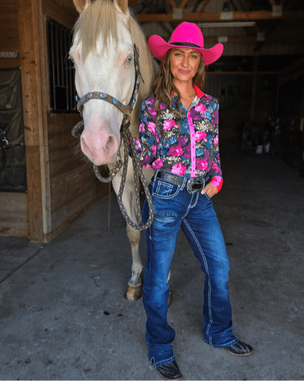 White Boot Stitch Bootcut Jeans by Cowgirl Tuff
