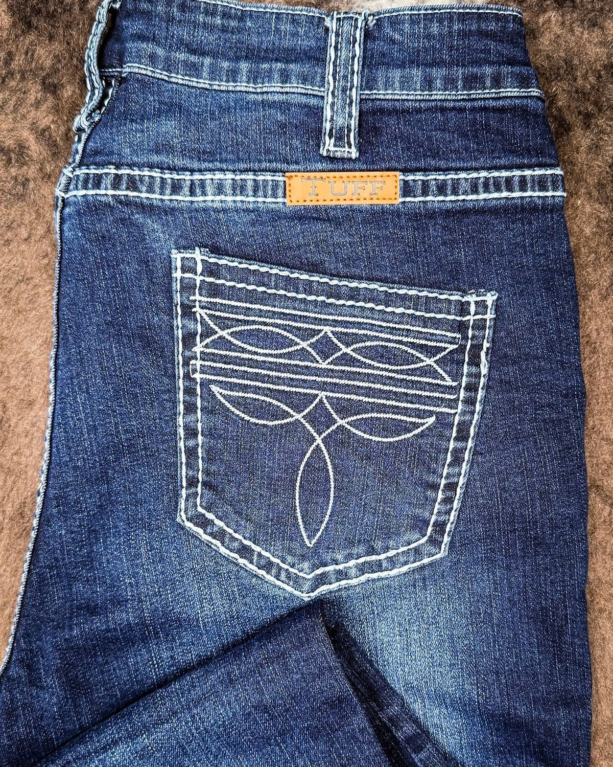 White Boot Stitch Bootcut Jeans by Cowgirl Tuff