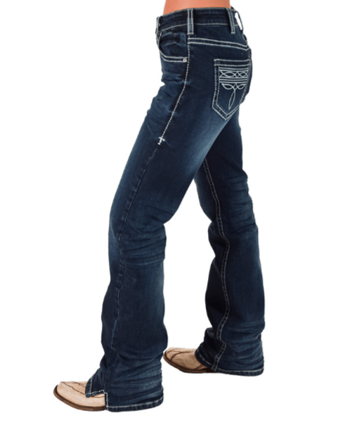 White Boot Stitch Bootcut Jeans by Cowgirl Tuff