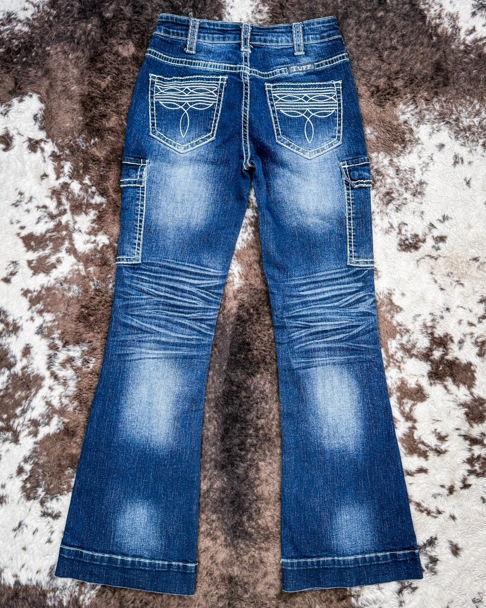 White Boot Stitch Trouser Jeans by Cowgirl Tuff