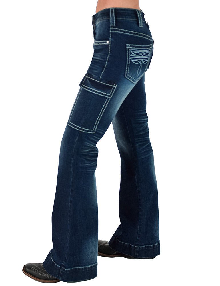 White Boot Stitch Trouser Jeans by Cowgirl Tuff