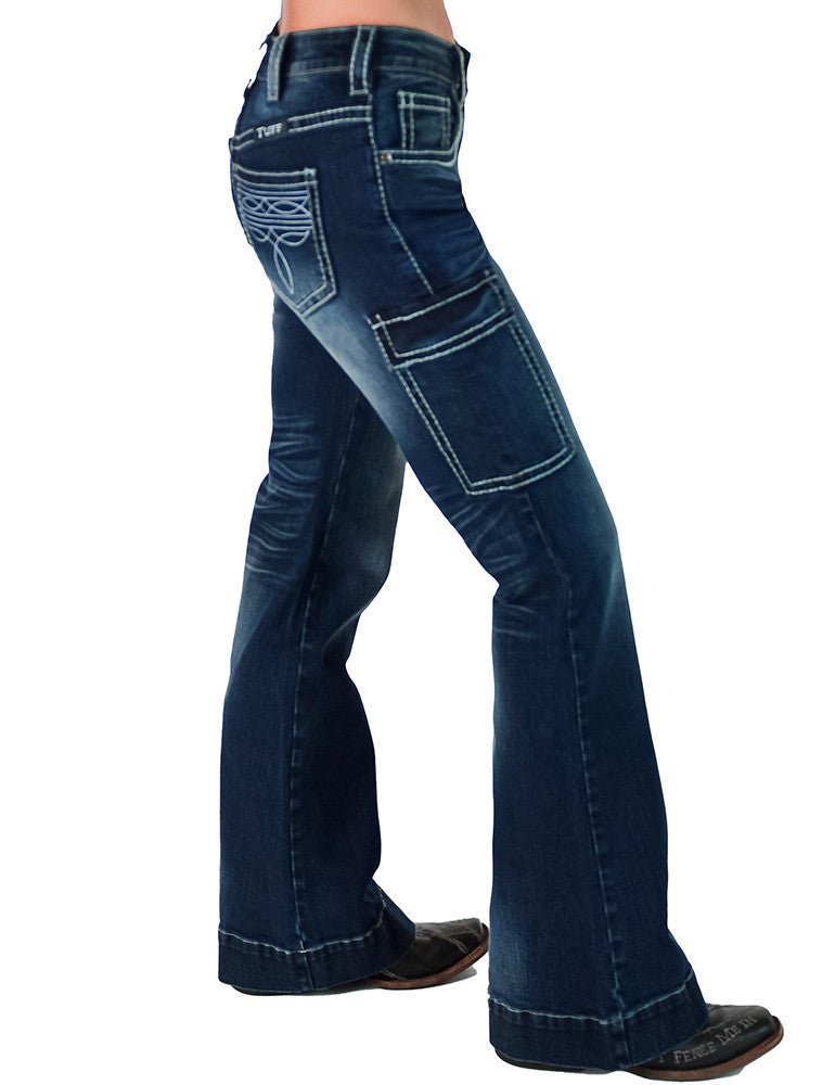 White Boot Stitch Trouser Jeans by Cowgirl Tuff