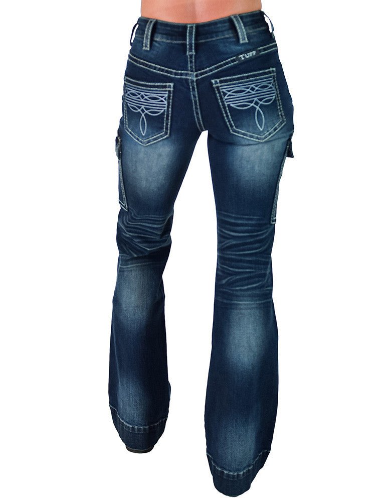 White Boot Stitch Trouser Jeans by Cowgirl Tuff