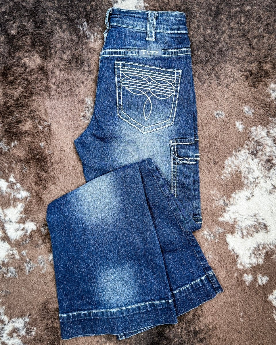 White Boot Stitch Trouser Jeans by Cowgirl Tuff