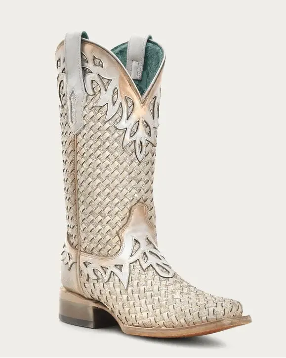 White Canyonette Corral Boots