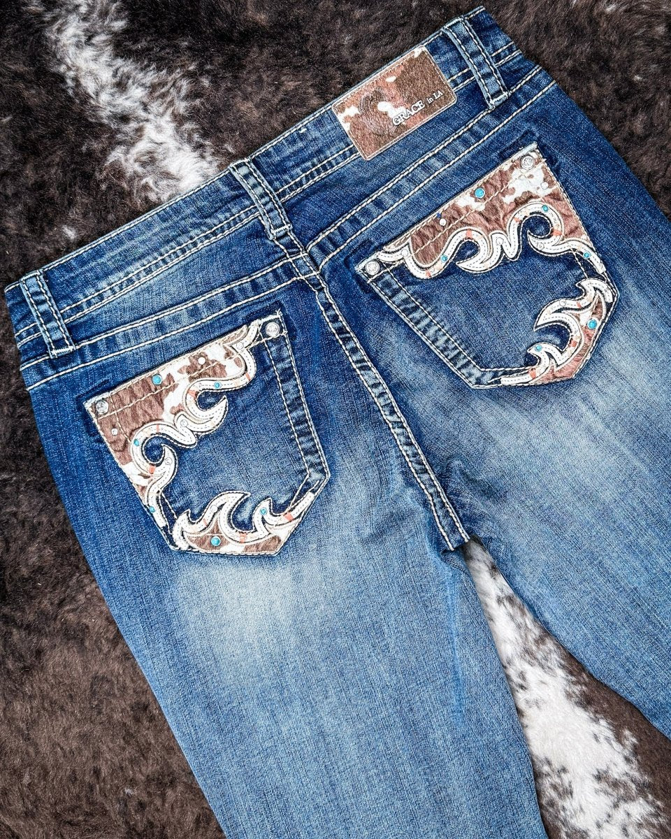 Wild Hide Women's Easy Fit Boot Cut Jeans by Grace in LA