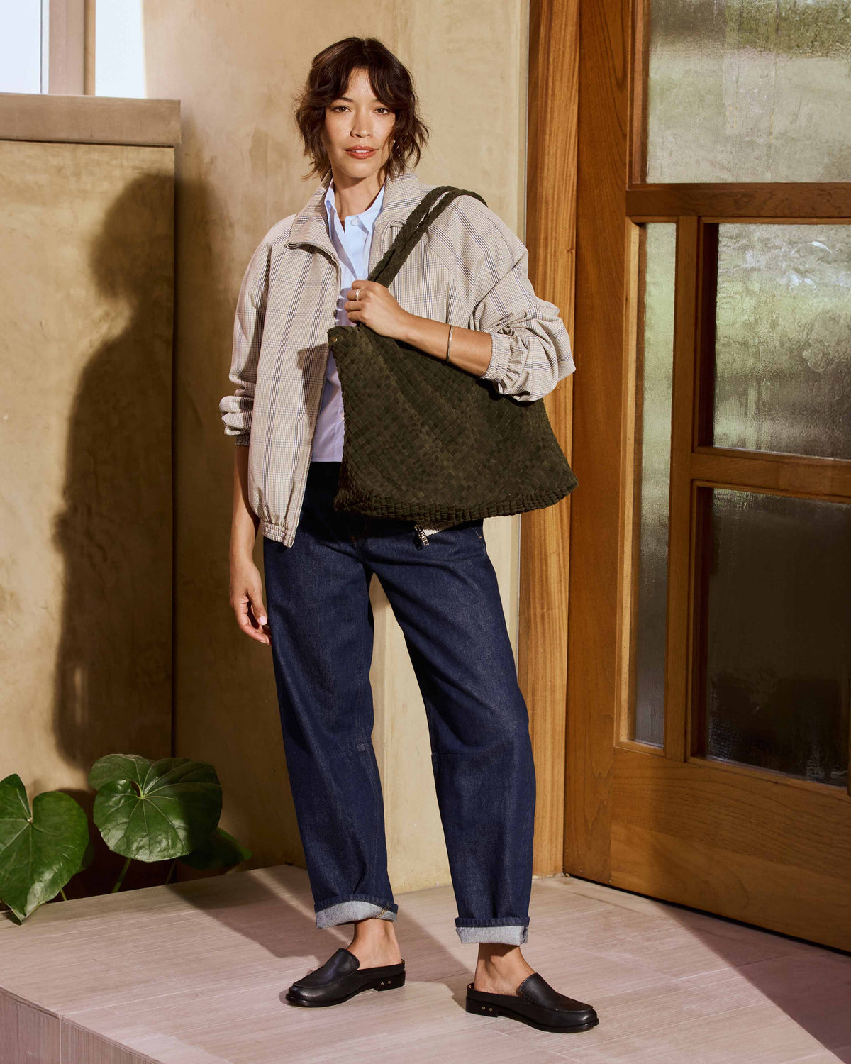 WILLET WOVEN SHOULDER BAG - Olive
